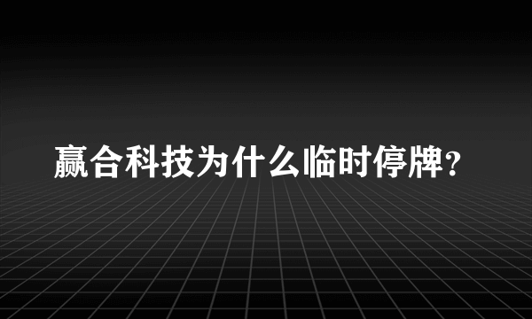 赢合科技为什么临时停牌？