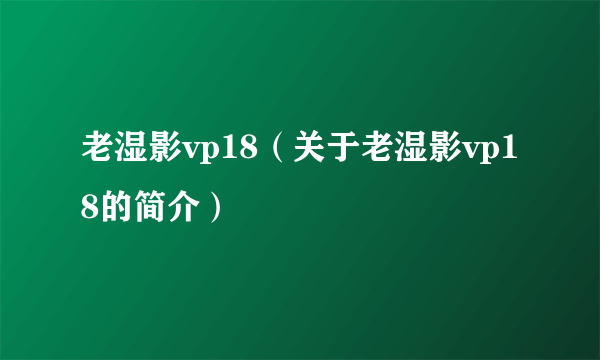 老湿影vp18（关于老湿影vp18的简介）