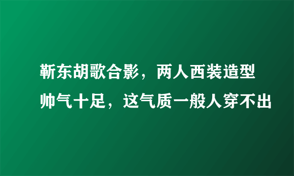 靳东胡歌合影，两人西装造型帅气十足，这气质一般人穿不出