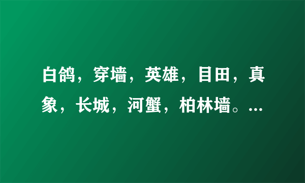 白鸽，穿墙，英雄，目田，真象，长城，河蟹，柏林墙。这些词是什麼意思？