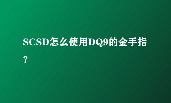 SCSD怎么使用DQ9的金手指？