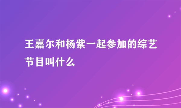 王嘉尔和杨紫一起参加的综艺节目叫什么