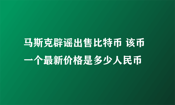 马斯克辟谣出售比特币 该币一个最新价格是多少人民币