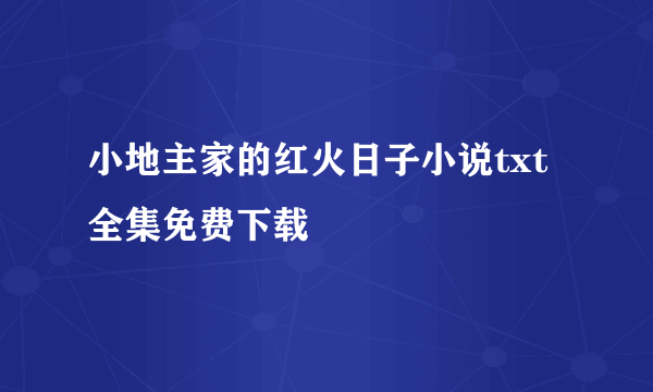 小地主家的红火日子小说txt全集免费下载