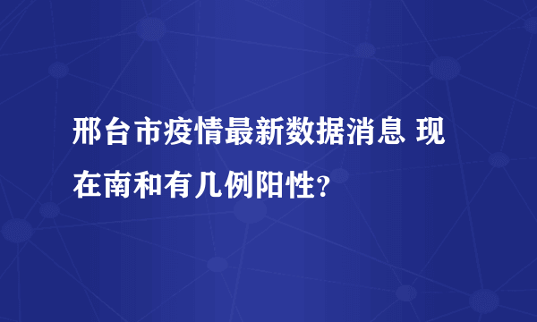 邢台市疫情最新数据消息 现在南和有几例阳性？