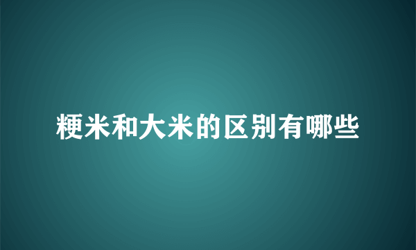 粳米和大米的区别有哪些