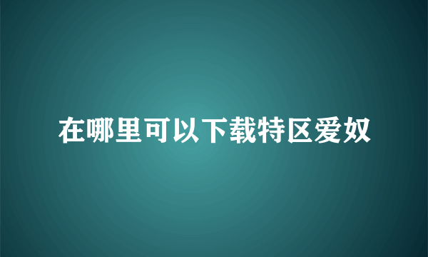 在哪里可以下载特区爱奴