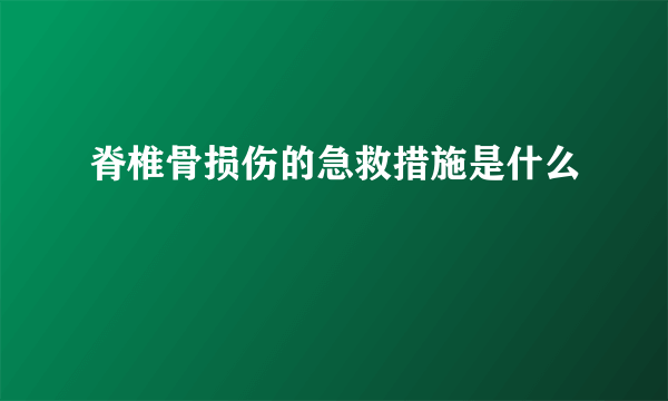 脊椎骨损伤的急救措施是什么