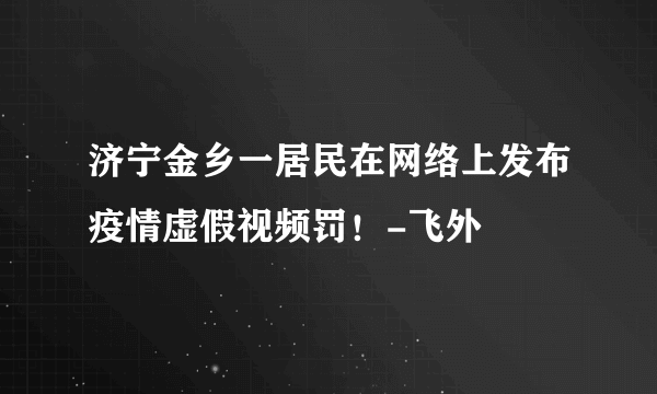 济宁金乡一居民在网络上发布疫情虚假视频罚！-飞外