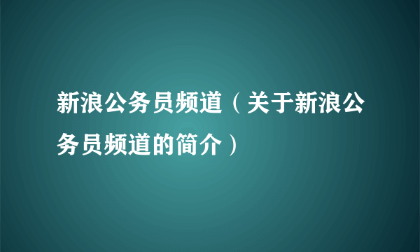 新浪公务员频道（关于新浪公务员频道的简介）