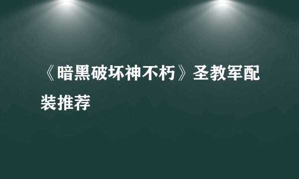 《暗黑破坏神不朽》圣教军配装推荐