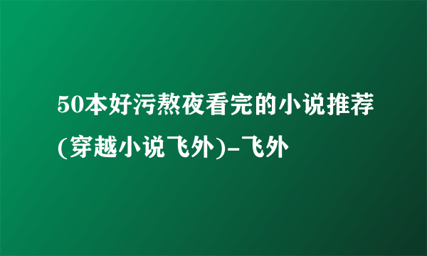 50本好污熬夜看完的小说推荐(穿越小说飞外)-飞外