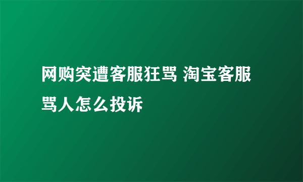 网购突遭客服狂骂 淘宝客服骂人怎么投诉