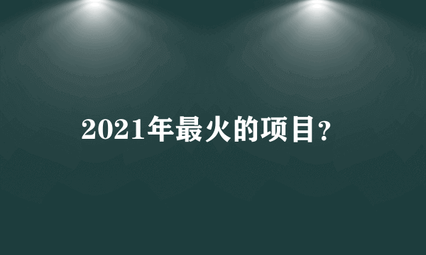 2021年最火的项目？