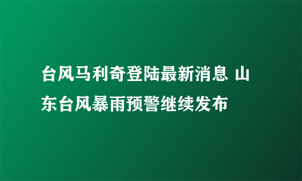 台风马利奇登陆最新消息 山东台风暴雨预警继续发布