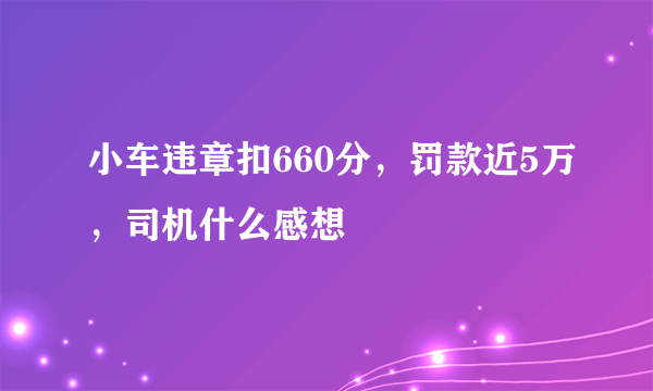 小车违章扣660分，罚款近5万，司机什么感想