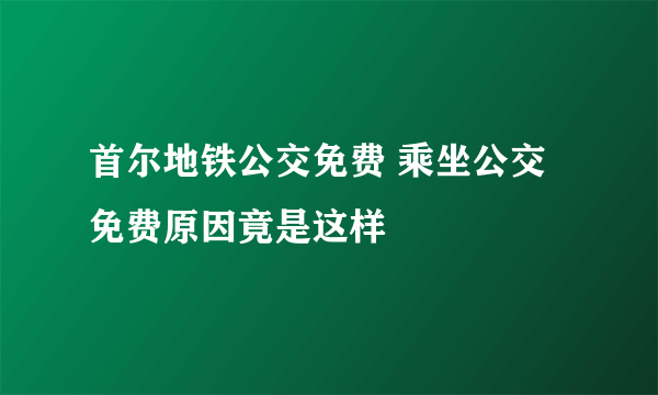 首尔地铁公交免费 乘坐公交免费原因竟是这样