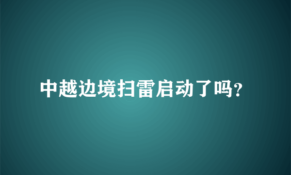 中越边境扫雷启动了吗？