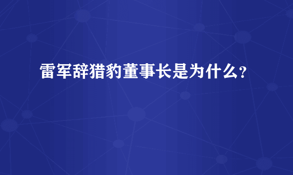 雷军辞猎豹董事长是为什么？