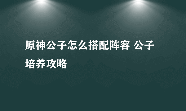 原神公子怎么搭配阵容 公子培养攻略