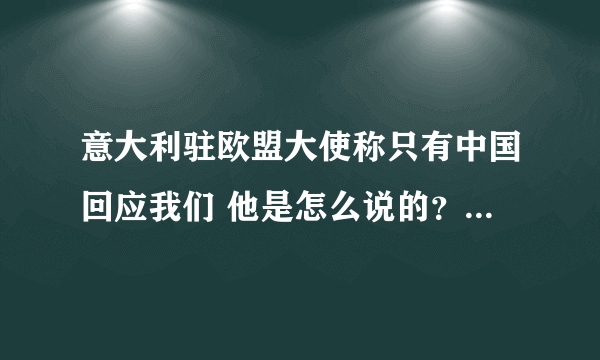 意大利驻欧盟大使称只有中国回应我们 他是怎么说的？-飞外网