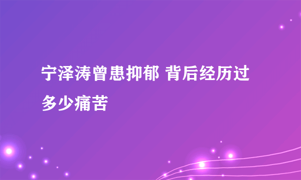 宁泽涛曾患抑郁 背后经历过多少痛苦