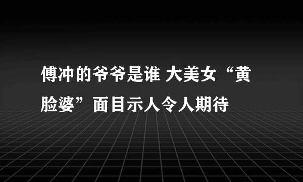 傅冲的爷爷是谁 大美女“黄脸婆”面目示人令人期待