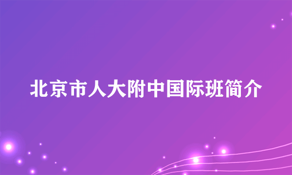 北京市人大附中国际班简介