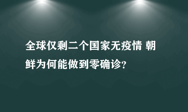 全球仅剩二个国家无疫情 朝鲜为何能做到零确诊？