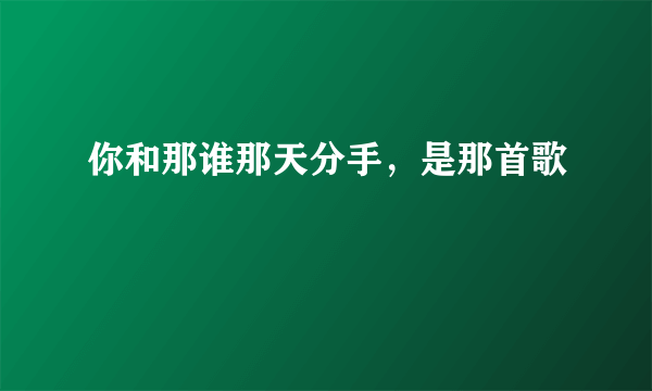 你和那谁那天分手，是那首歌