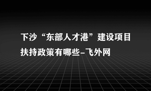 下沙“东部人才港”建设项目扶持政策有哪些-飞外网