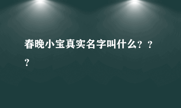 春晚小宝真实名字叫什么？？？