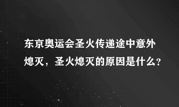 东京奥运会圣火传递途中意外熄灭，圣火熄灭的原因是什么？