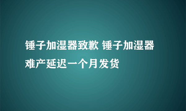 锤子加湿器致歉 锤子加湿器难产延迟一个月发货