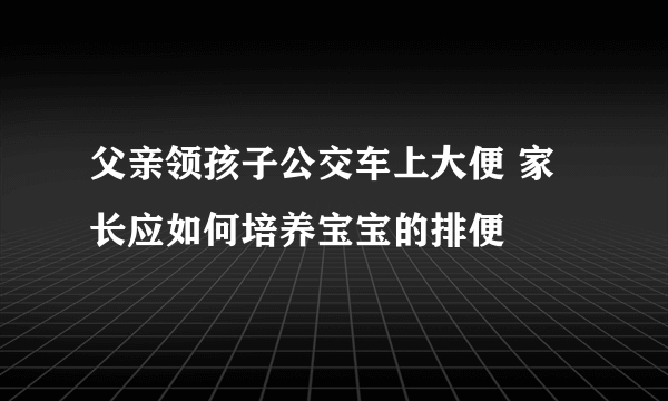 父亲领孩子公交车上大便 家长应如何培养宝宝的排便