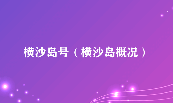 横沙岛号（横沙岛概况）