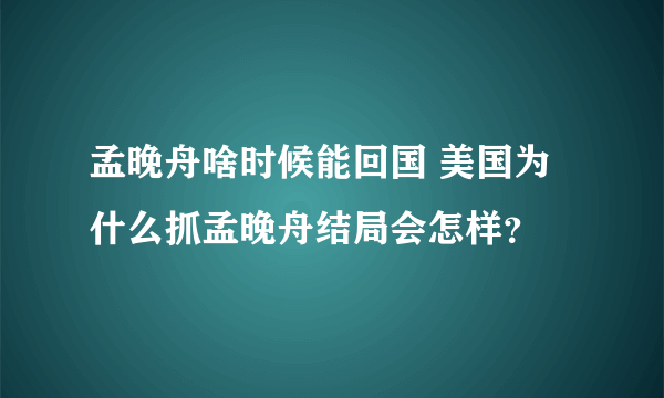 孟晚舟啥时候能回国 美国为什么抓孟晚舟结局会怎样？