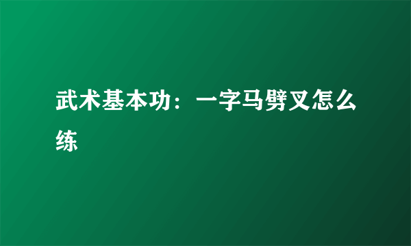 武术基本功：一字马劈叉怎么练