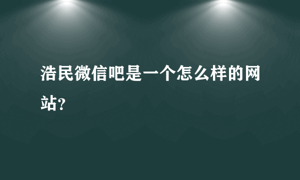 浩民微信吧是一个怎么样的网站？