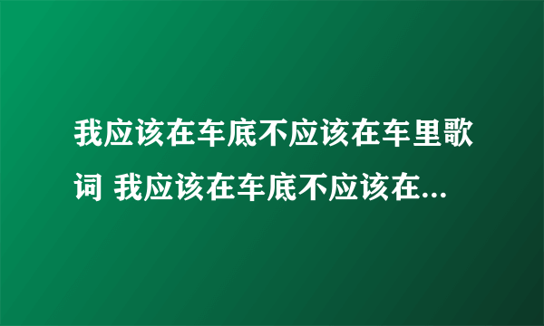 我应该在车底不应该在车里歌词 我应该在车底不应该在车里的出处