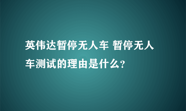 英伟达暂停无人车 暂停无人车测试的理由是什么？