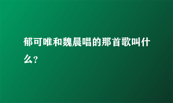 郁可唯和魏晨唱的那首歌叫什么？