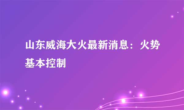 山东威海大火最新消息：火势基本控制