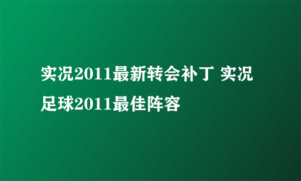 实况2011最新转会补丁 实况足球2011最佳阵容