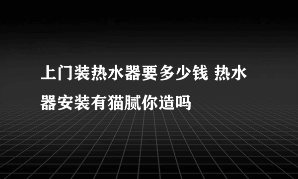 上门装热水器要多少钱 热水器安装有猫腻你造吗