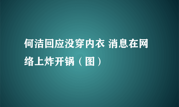 何洁回应没穿内衣 消息在网络上炸开锅（图）