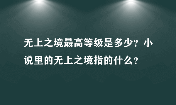 无上之境最高等级是多少？小说里的无上之境指的什么？