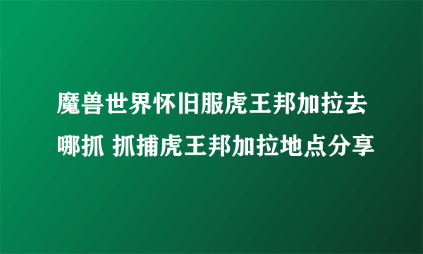 魔兽世界怀旧服虎王邦加拉去哪抓 抓捕虎王邦加拉地点分享