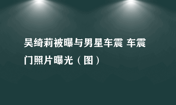 吴绮莉被曝与男星车震 车震门照片曝光（图）