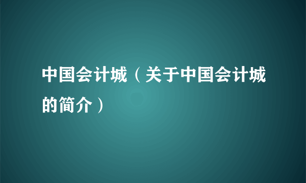 中国会计城（关于中国会计城的简介）